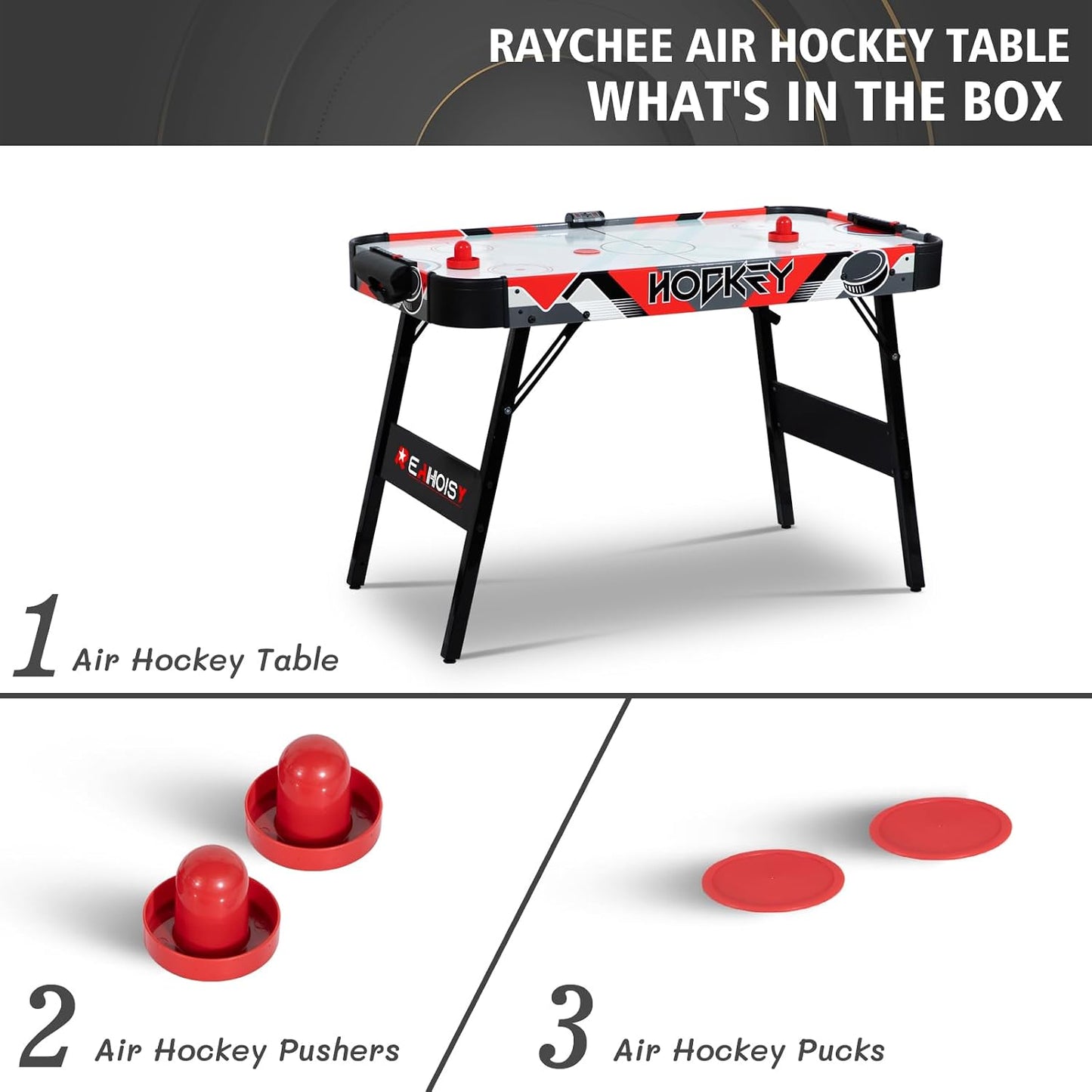 Foldable Air Hockey Table, Folding Indoor Hockey Game Table with Powerful Motor, Accurate Digital LED Scoreboard, Includes 2 Pucks and 2 Pushers, Perfect for Kids and Adults — product view 8