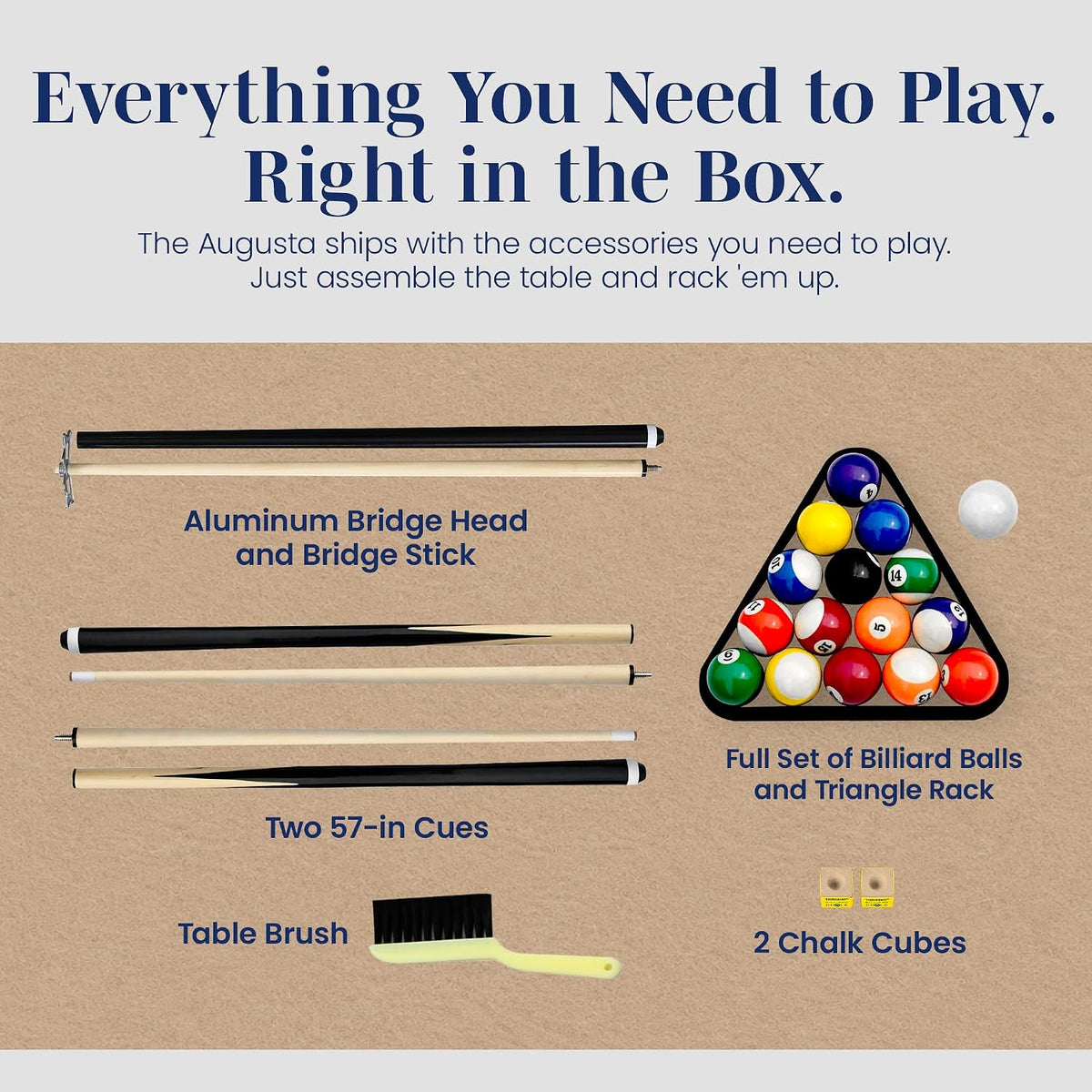 Augusta 8 Ft Furniture Pool Table – Includes Cue Sticks, Billiard Balls – Classic Design Perfect for Family, Home, Dining, or Living Room