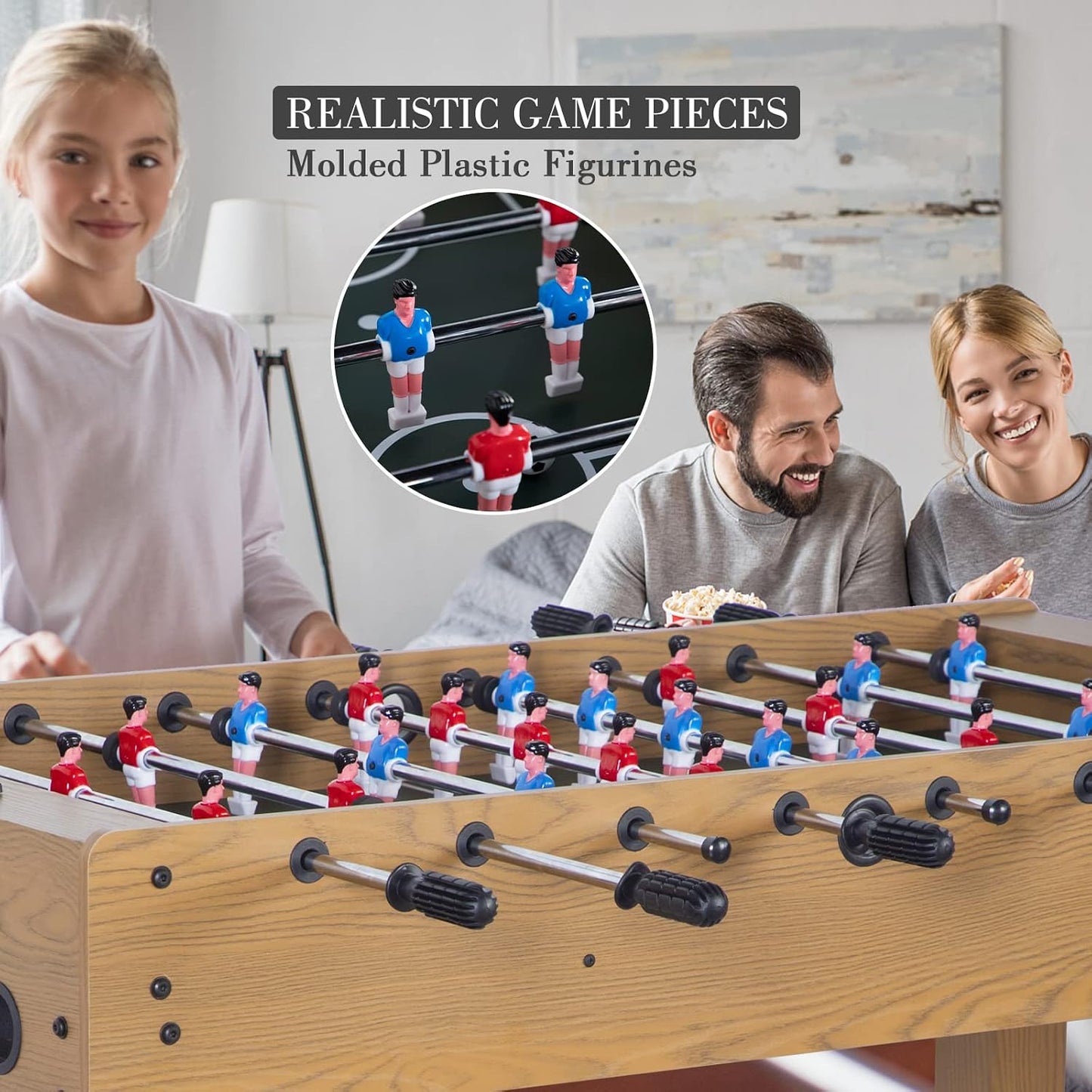 48In Foosball Table, Competition Sized Soccer Table W/ 2 Balls, 2 Cup Holders 2X4Ft for Kids, Adults, Suit for 4 Players, Football Table for Home, Game Room, Arcade — product view 2
