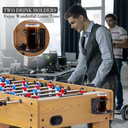 48In Foosball Table, Competition Sized Soccer Table W/ 2 Balls, 2 Cup Holders 2X4Ft for Kids, Adults, Suit for 4 Players, Football Table for Home, Game Room, Arcade — product view 3