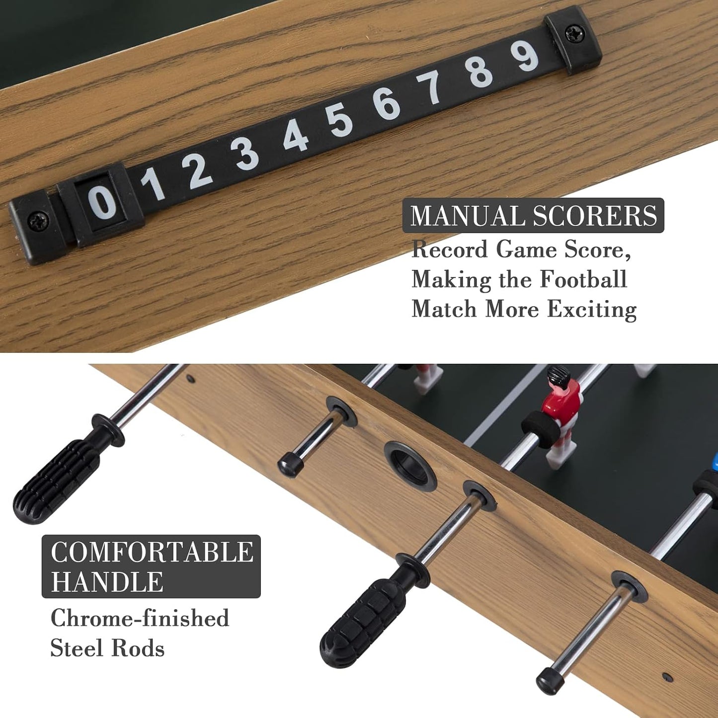 48In Foosball Table, Competition Sized Soccer Table W/ 2 Balls, 2 Cup Holders 2X4Ft for Kids, Adults, Suit for 4 Players, Football Table for Home, Game Room, Arcade — product view 4