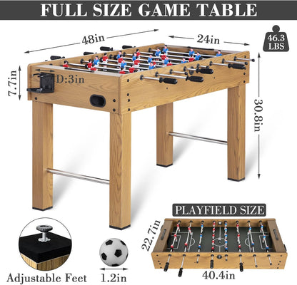 48In Foosball Table, Competition Sized Soccer Table W/ 2 Balls, 2 Cup Holders 2X4Ft for Kids, Adults, Suit for 4 Players, Football Table for Home, Game Room, Arcade — product view 5
