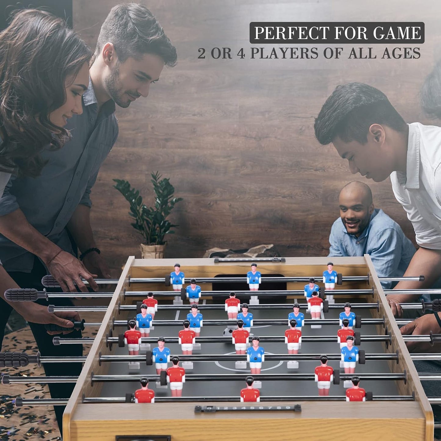 48In Foosball Table, Competition Sized Soccer Table W/ 2 Balls, 2 Cup Holders 2X4Ft for Kids, Adults, Suit for 4 Players, Football Table for Home, Game Room, Arcade — product view 7