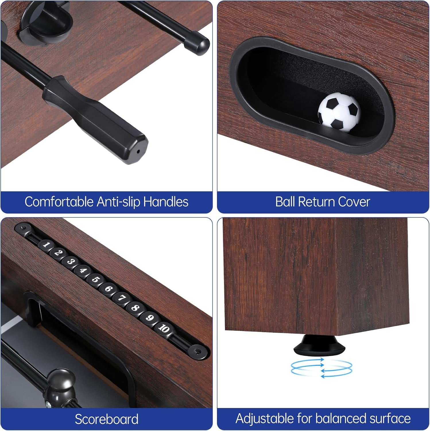 54 Inch Full Size Foosball Table for Home, Soccer Game Table — product view 7