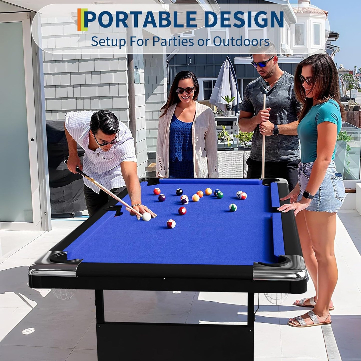 6 or 7 Ft Billiards Table, Portable Billiards Tables, Pool Tables for Full Size, Pool Table Set for Family Game Room, Adult Rrec Room, Basements, Man Cave or Garage — product view 2