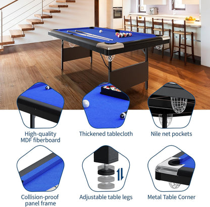 6 or 7 Ft Billiards Table, Portable Billiards Tables, Pool Tables for Full Size, Pool Table Set for Family Game Room, Adult Rrec Room, Basements, Man Cave or Garage — product view 5