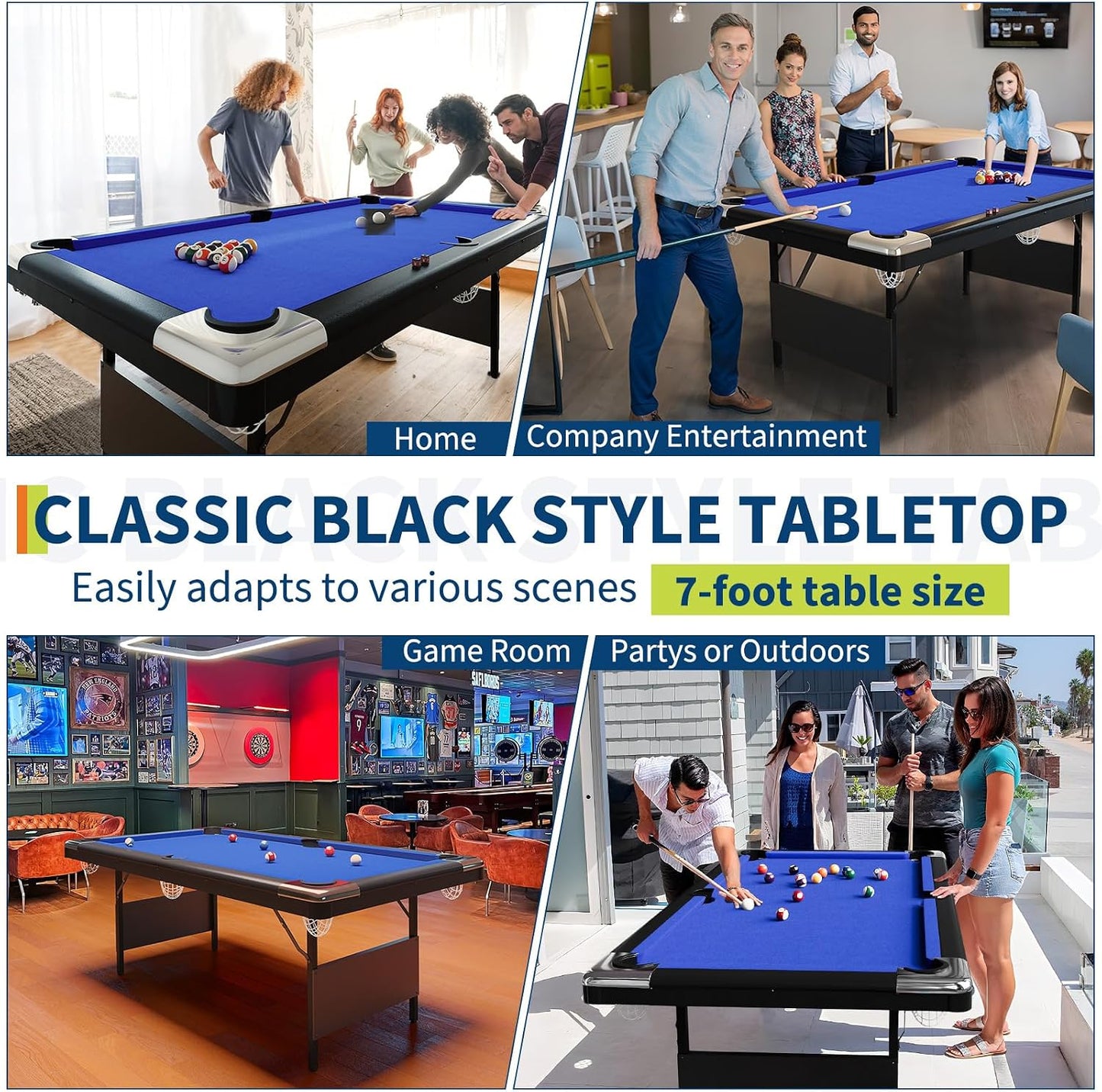 6 or 7 Ft Billiards Table, Portable Billiards Tables, Pool Tables for Full Size, Pool Table Set for Family Game Room, Adult Rrec Room, Basements, Man Cave or Garage — product view 7