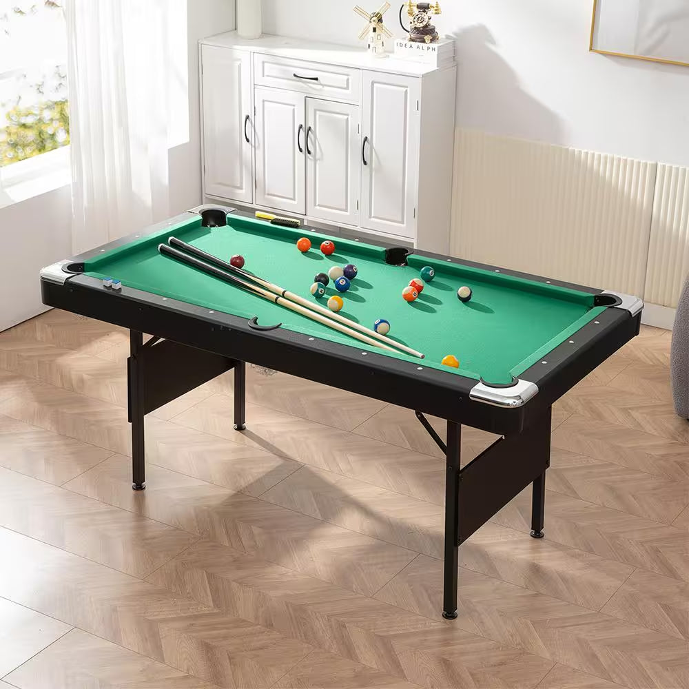 65.75 In. Green Portable Pool Table Game Billiard Table - Includes Full Set of Balls 1 Brush 1 Triangle Rack 2 Chalk — product view 2