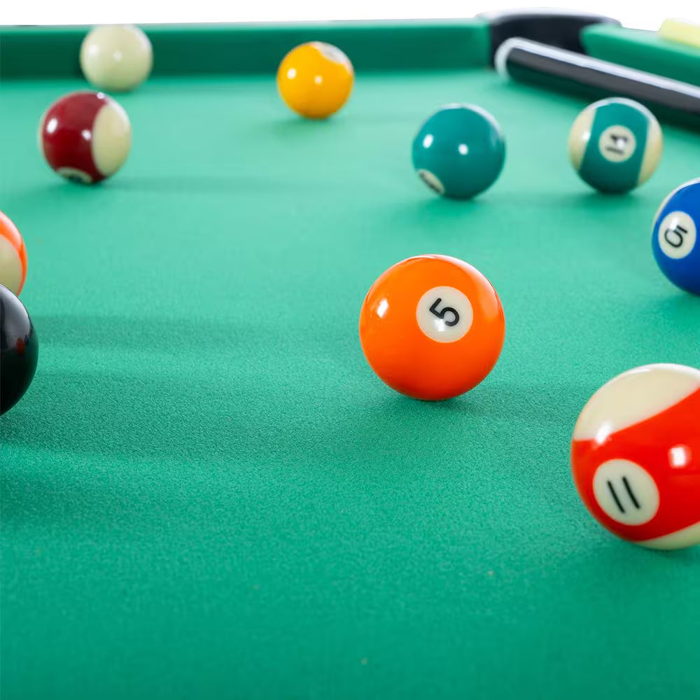 65.75 In. Green Portable Pool Table Game Billiard Table - Includes Full Set of Balls 1 Brush 1 Triangle Rack 2 Chalk — product view 6