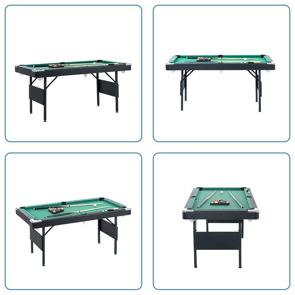 65.75 In. Green Portable Pool Table Game Billiard Table - Includes Full Set of Balls 1 Brush 1 Triangle Rack 2 Chalk — product view 8