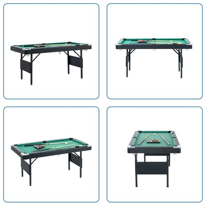 65.75 In. Green Portable Pool Table Game Billiard Table - Includes Full Set of Balls 1 Brush 1 Triangle Rack 2 Chalk — product view 8