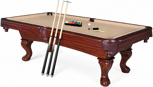 Augusta 8 Ft Furniture Pool Table – Includes Cue Sticks, Billiard Balls – Classic Design Perfect for Family, Home, Dining, or Living Room