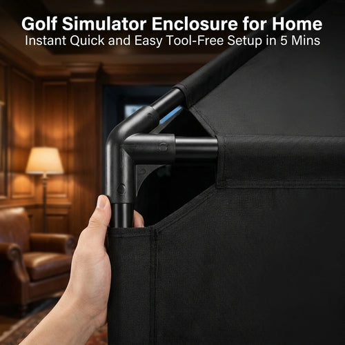 Featured feature 1: Golf Simulator Enclosure for Home Instant Quick and Easy Tool-Free Setup in 5 Mins Golf Hittig Cage - Complete Set with Heavy Duty Frame,Hd Impact Screen and Putting Green Turf (8X8 Ft)