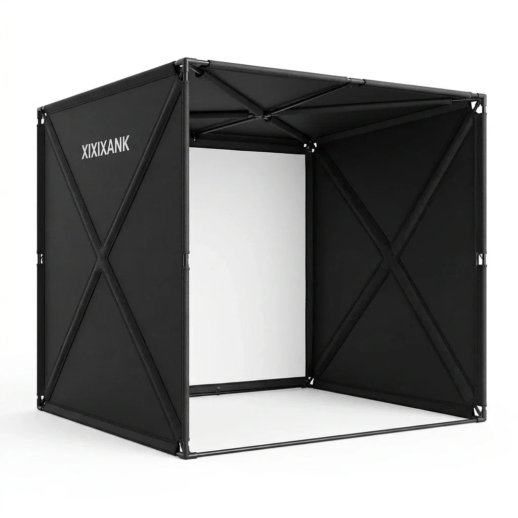 Golf Simulator Enclosure Designed for Home Practice, 8X8 Ft, Tool-Free Setup, HD Impact Screen, Heavy Duty Frame — Studio Shot