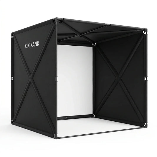 Golf Simulator Enclosure Designed for Home Practice, 8X8 Ft, Tool-Free Setup, HD Impact Screen, Heavy Duty Frame — Studio Shot