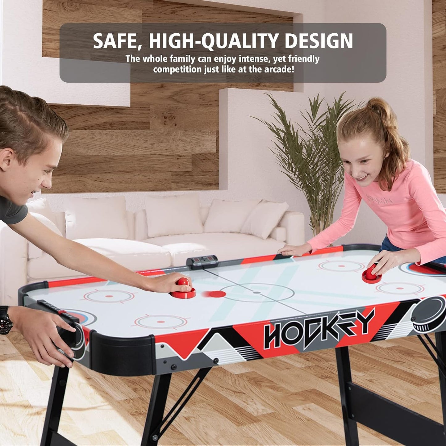 Foldable Air Hockey Table, Folding Indoor Hockey Game Table with Powerful Motor, Accurate Digital LED Scoreboard, Includes 2 Pucks and 2 Pushers, Perfect for Kids and Adults — product view 4