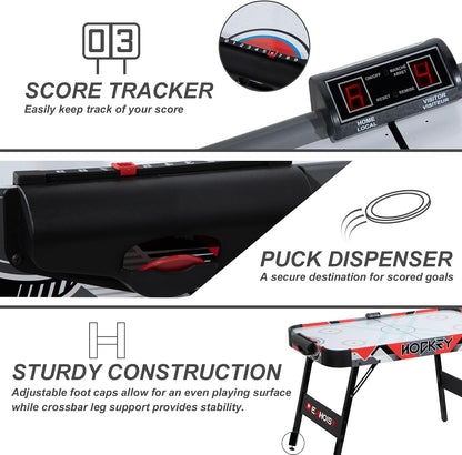 Foldable Air Hockey Table, Folding Indoor Hockey Game Table with Powerful Motor, Accurate Digital LED Scoreboard, Includes 2 Pucks and 2 Pushers, Perfect for Kids and Adults — product view 5