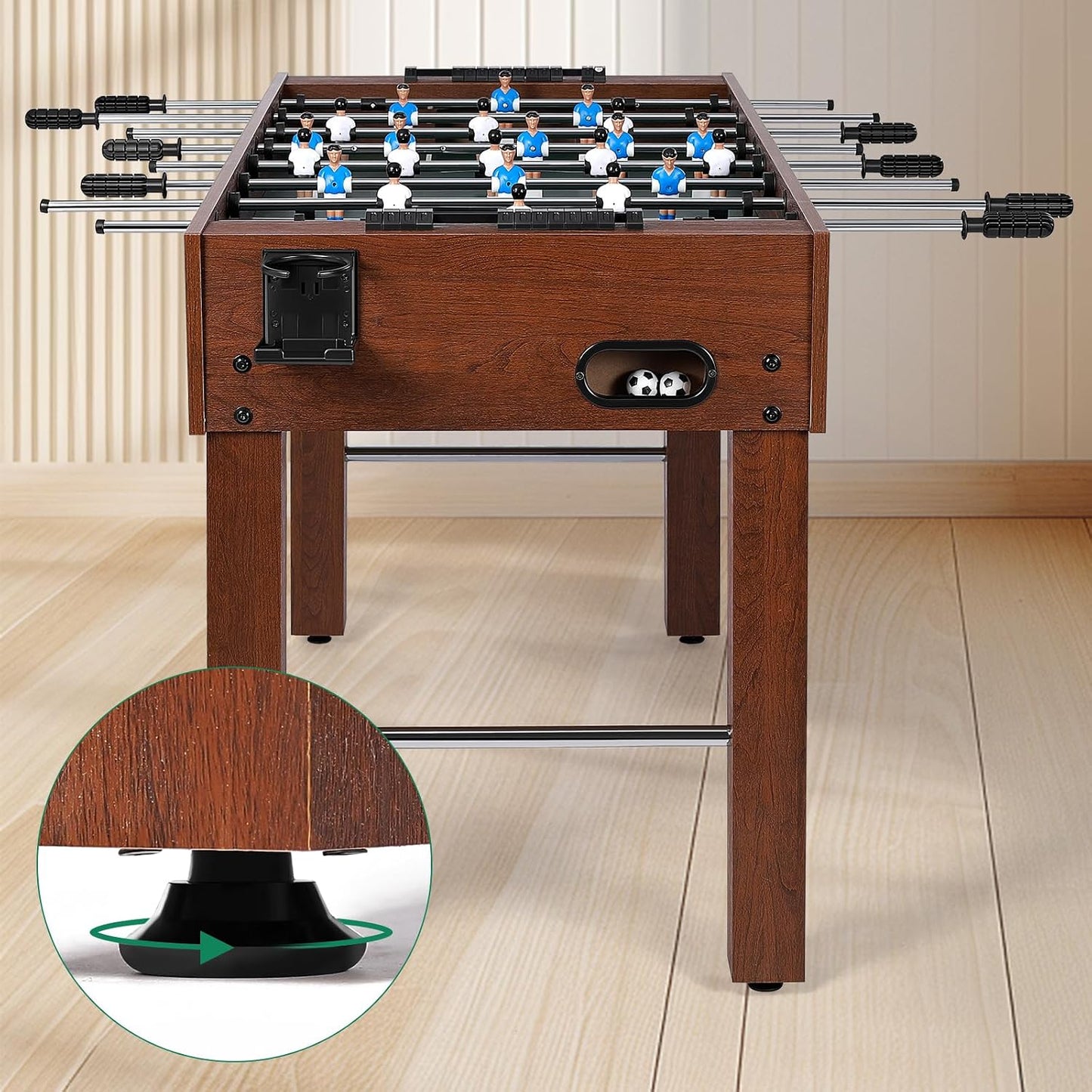 Foosball Table, Competition-Sized 48In and 55In Game Table for Home & Game Room – Includes 2 Balls & 2 Cup Holders – Classic Indoor Soccer Game — product view 2