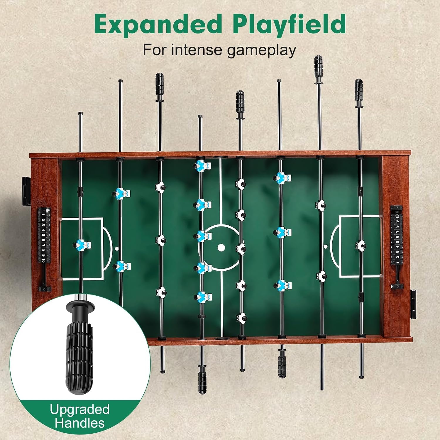 Foosball Table, Competition-Sized 48In and 55In Game Table for Home & Game Room – Includes 2 Balls & 2 Cup Holders – Classic Indoor Soccer Game — product view 3