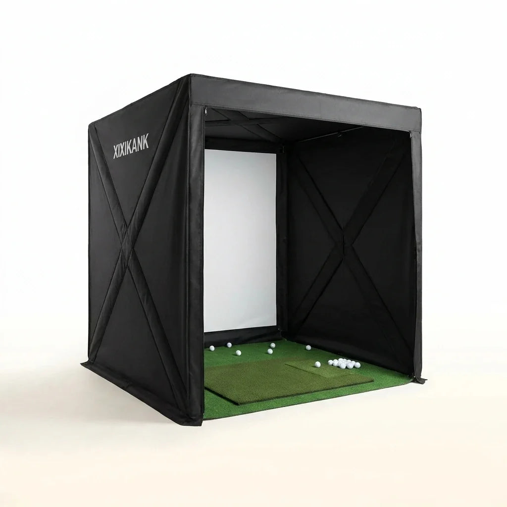 Golf Simulator Enclosure Designed for Home Practice, 8X8 Ft, Tool-Free Setup, HD Impact Screen, Heavy Duty Frame