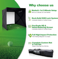 Golf Simulator Enclosure Designed for Home Practice, 8X8 Ft, Tool-Free Setup, HD Impact Screen, Heavy Duty Frame — product view 11