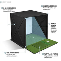 Golf Simulator Enclosure Designed for Home Practice, 8X8 Ft, Tool-Free Setup, HD Impact Screen, Heavy Duty Frame — product view 3