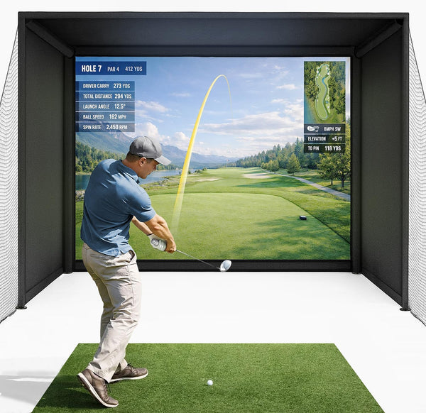 Golf Simulator Enclosure Kit 10 X 8 Ft with 4K-Ready Impact Screen