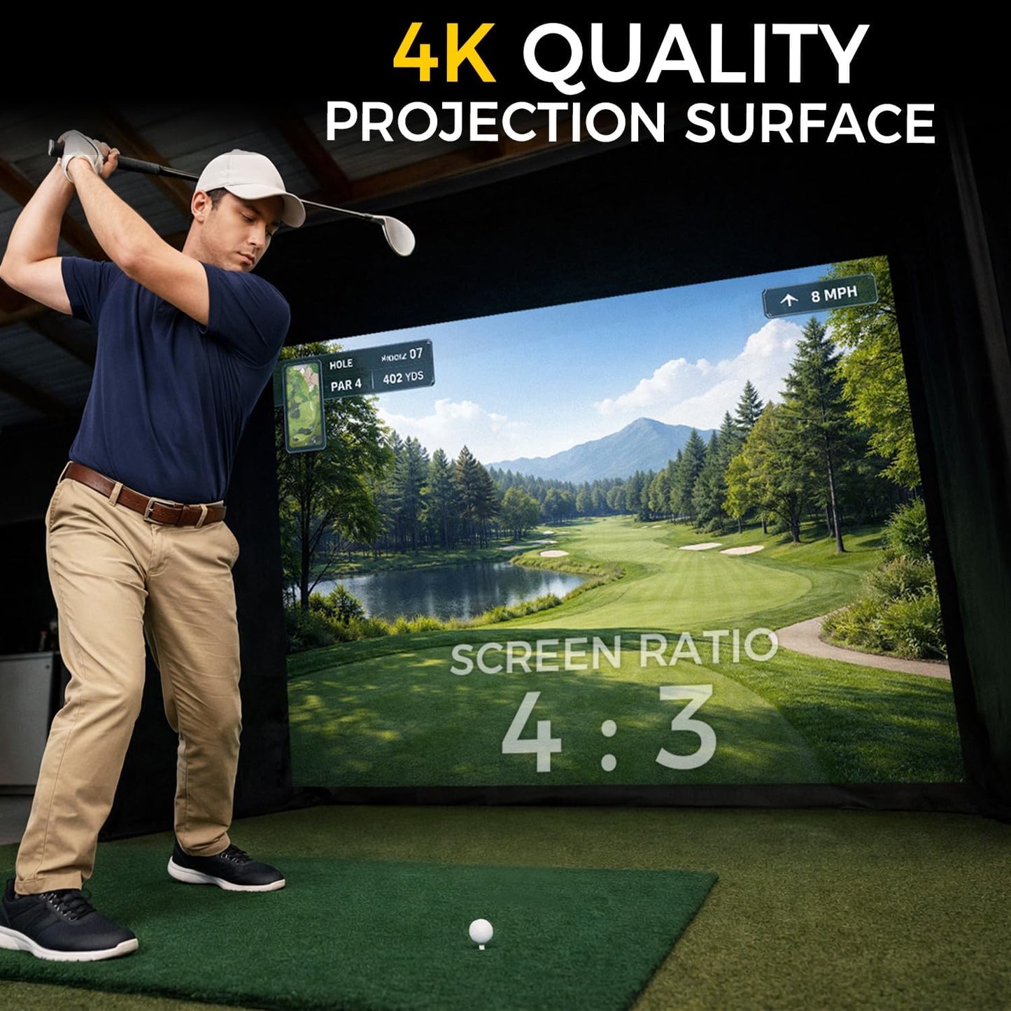 Golf Simulator Enclosure Kit 10 X 8 Ft with 4K-Ready Impact Screen — product view 4