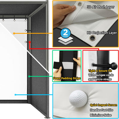 Golf Simulator Enclosure Kit 10 X 8 Ft with 4K-Ready Impact Screen — product view 5