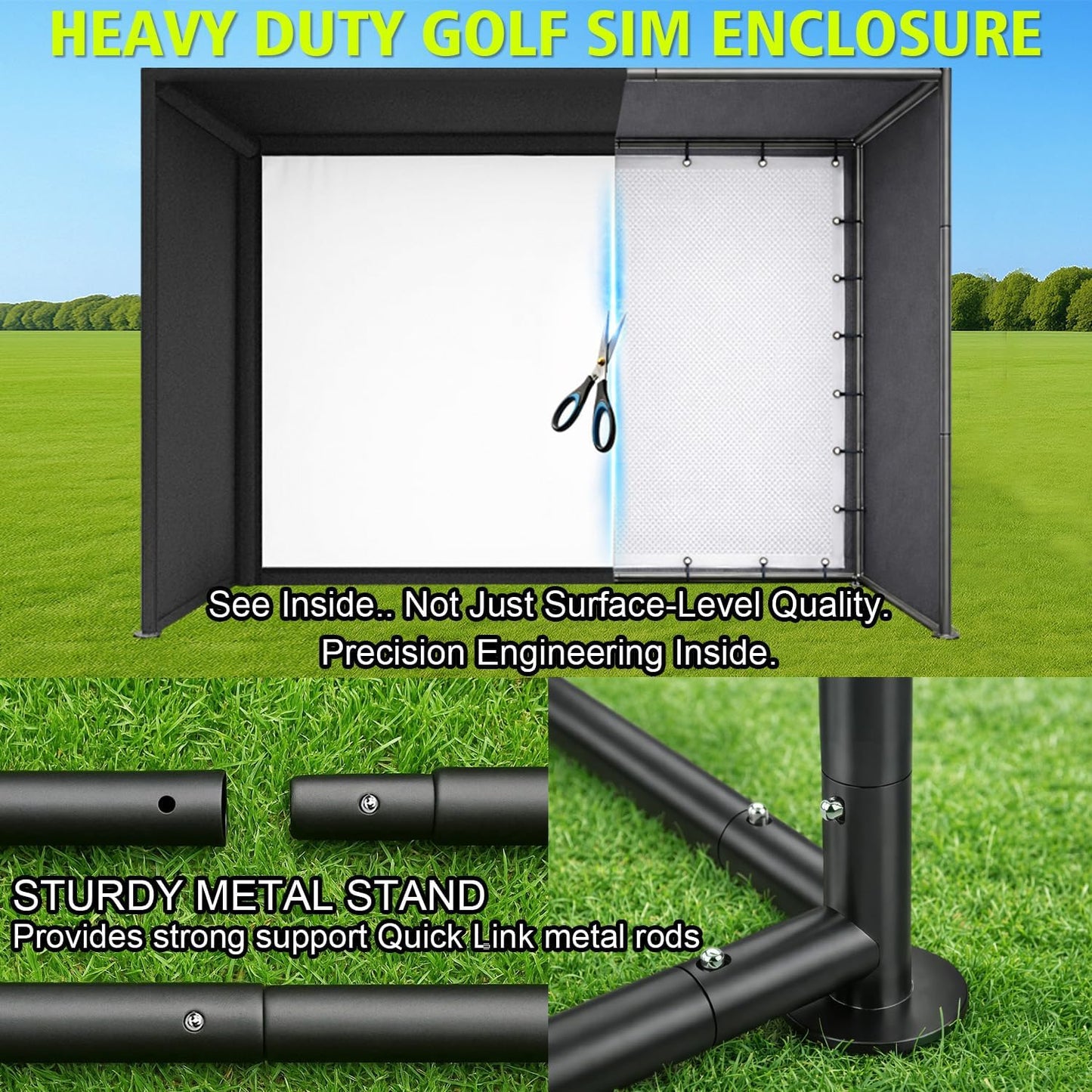 Golf Simulator Enclosure Kit 10 X 8 Ft with 4K-Ready Impact Screen — product view 6
